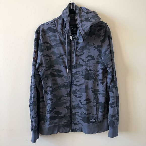 Buffalo David Bitton Other - Buffalo David Bitton ZIP-Up Logo Camo Hoodie- LG